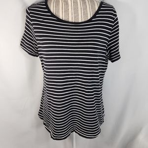 Old Navy everywear Black & White Striped Cotton Short Sleeve Top Size Medium